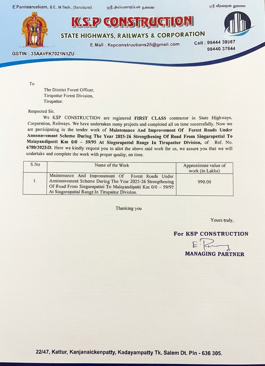 KSP Construction Visiting Card